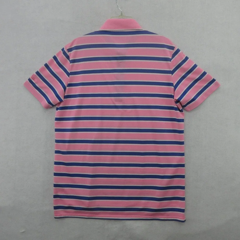 RLX Ralph Lauren Polo Shirt Mens Large Pink Striped Nicklaus North Whistler Golf